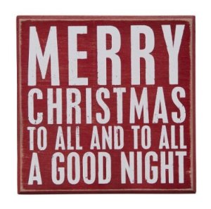 Primitives by Kathy Square Box Sign, 6-Inch, Merry Christmas