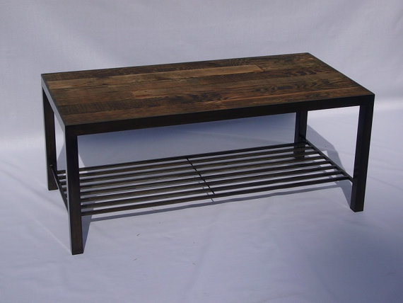 Recycled Wood Coffee Table with Shelf