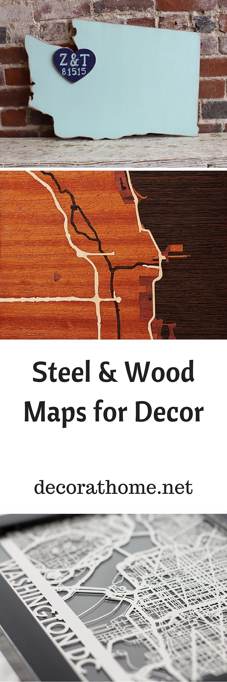 Steel & Wood Maps for Decor